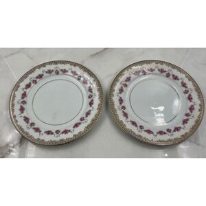 Noritake Ridgewood 5201 Salad Plates Set of 2 Pink Rose Floral Gold Trim 7.5"